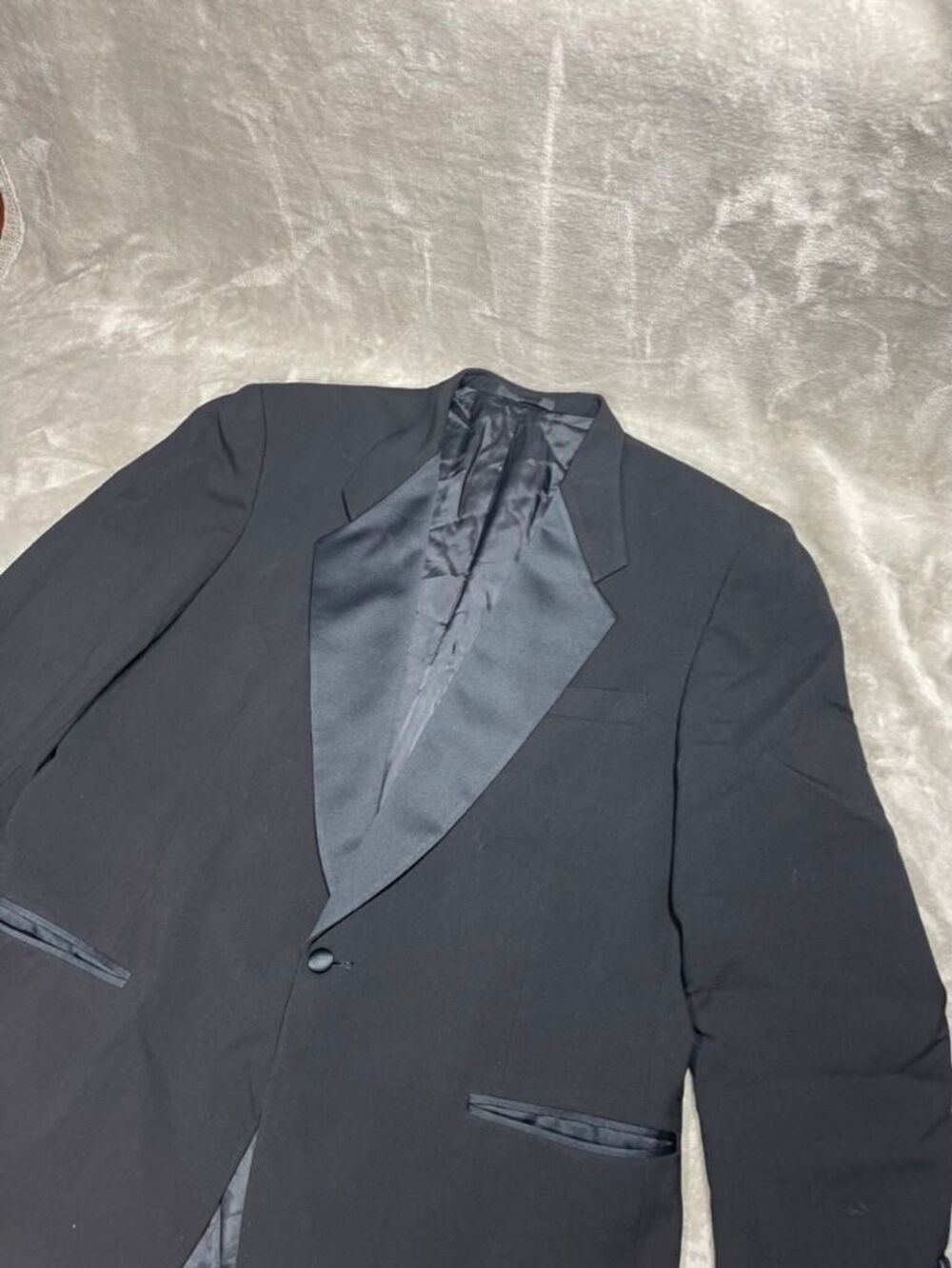 Monsieur Givenchy Suit Set Men Size 46R Black Toxedo Blazer Coat and Pants Wool